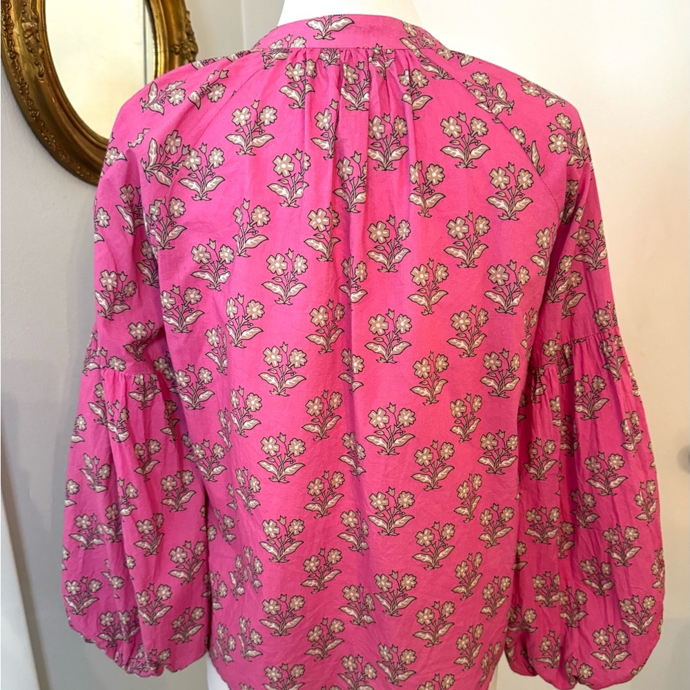 Olivia James The Label Emory Top Blouse botanical plum Floral XS Pink cottage - Picture 7 of 14